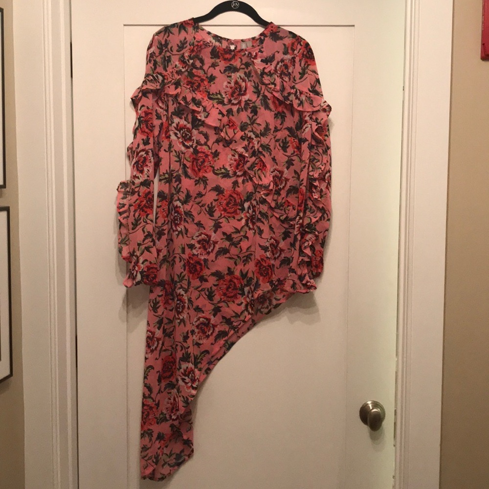 Floral Ruffle asymmetrical top